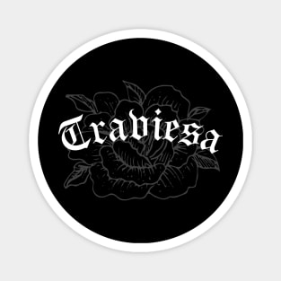 Traviesa - white flower design Magnet